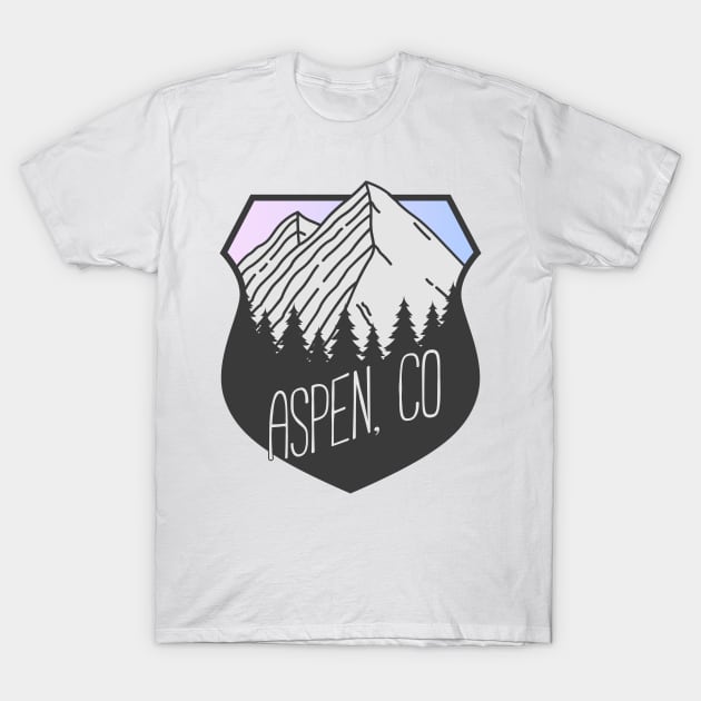 Aspen, Colorado Mountain Crest Sunset T-Shirt by KlehmInTime